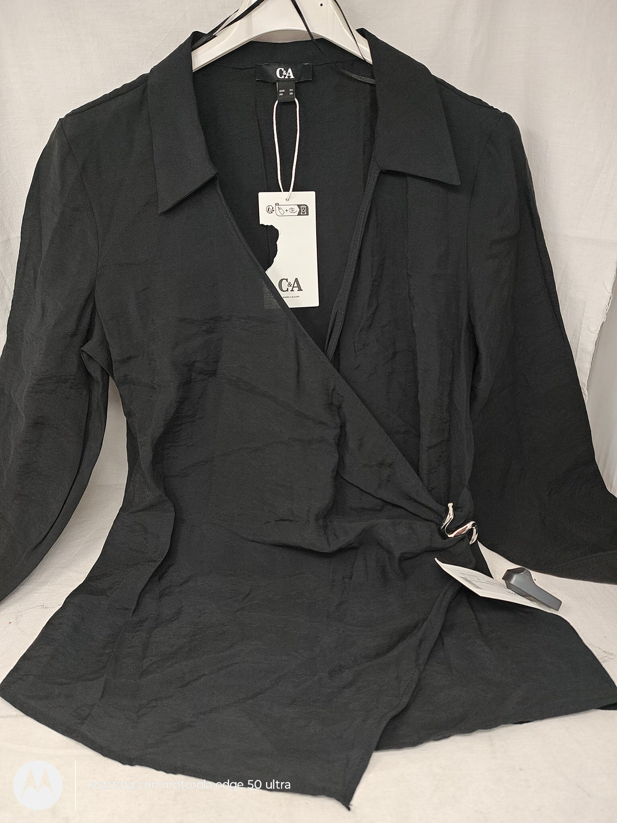 C&a Camicia Nera Incrociata S Nuova