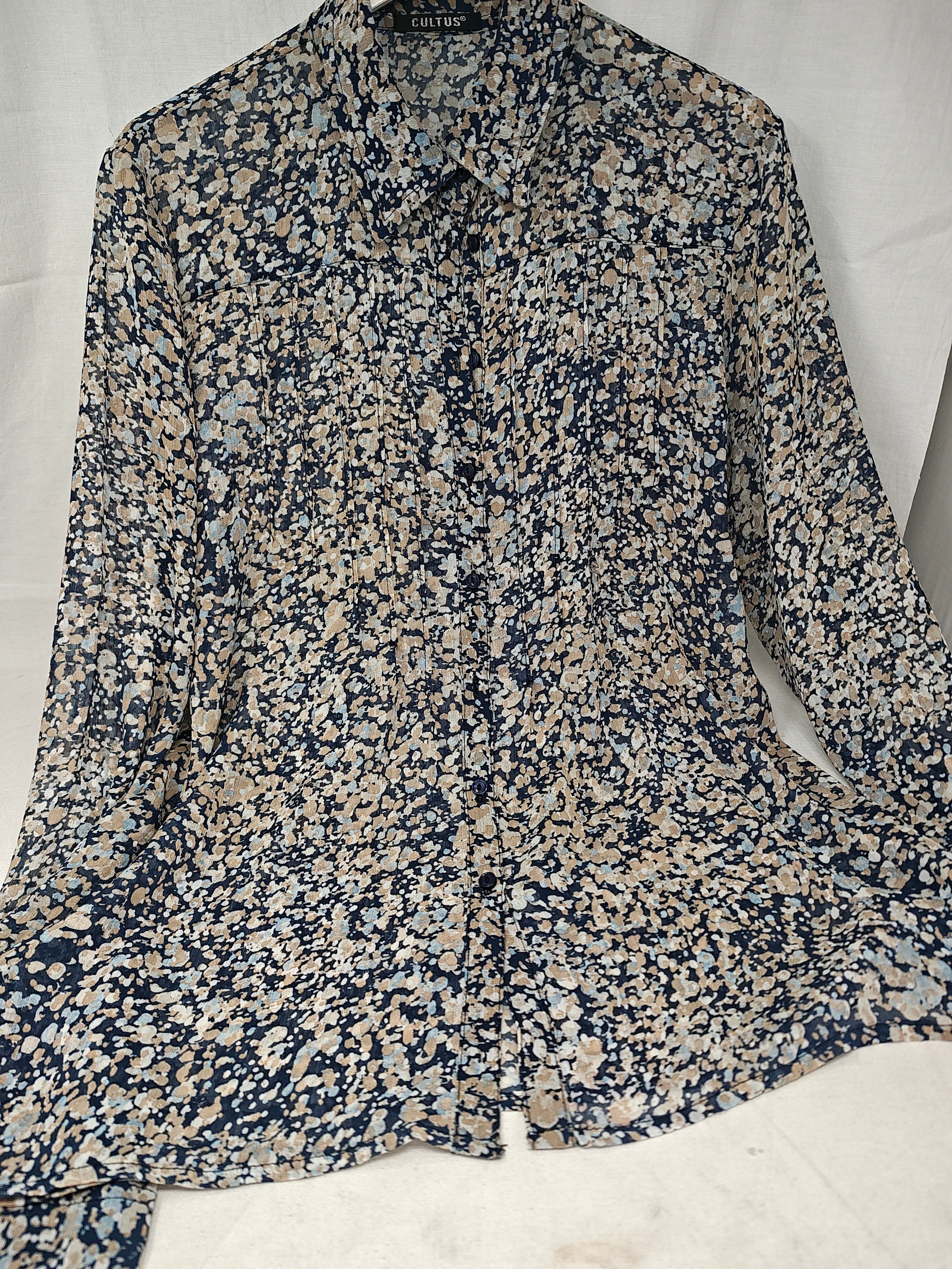 Cultus Camicia Tulle Con Fantasia Blu Beige S/m