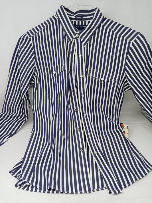 Ralph Lauren Camicia Righe Blu Bco 42