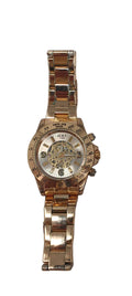 Jcky Time Orologio Automatico Cinturino Acciaio Dorato Ingranaggi Dorati Quadrante Esterno Numerato