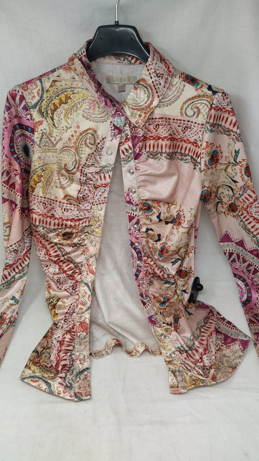 Guess Camicia Rosa Fiorata Xs