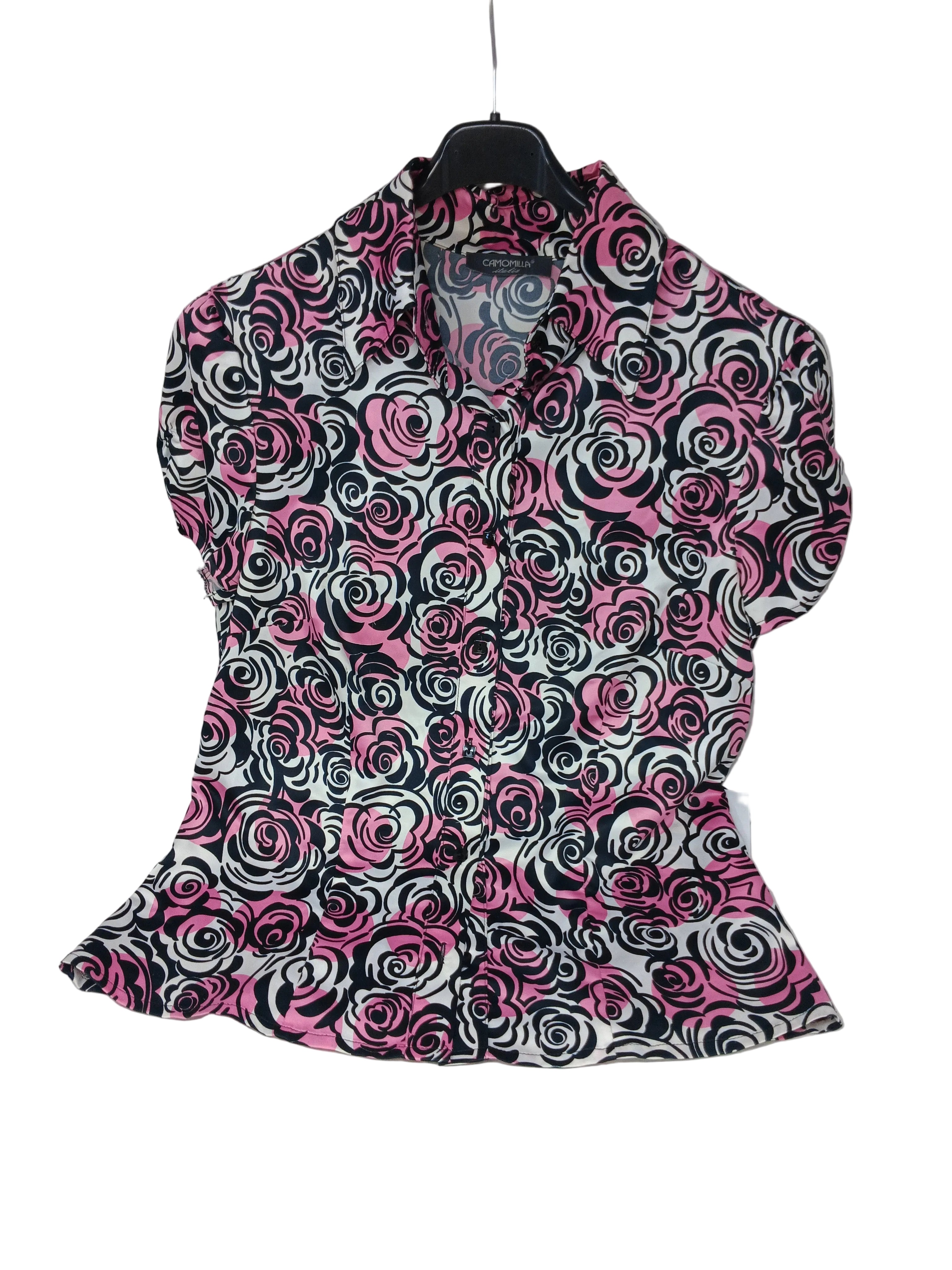 Camomilla Camicia Rosa Nero Bco Fiorata 46