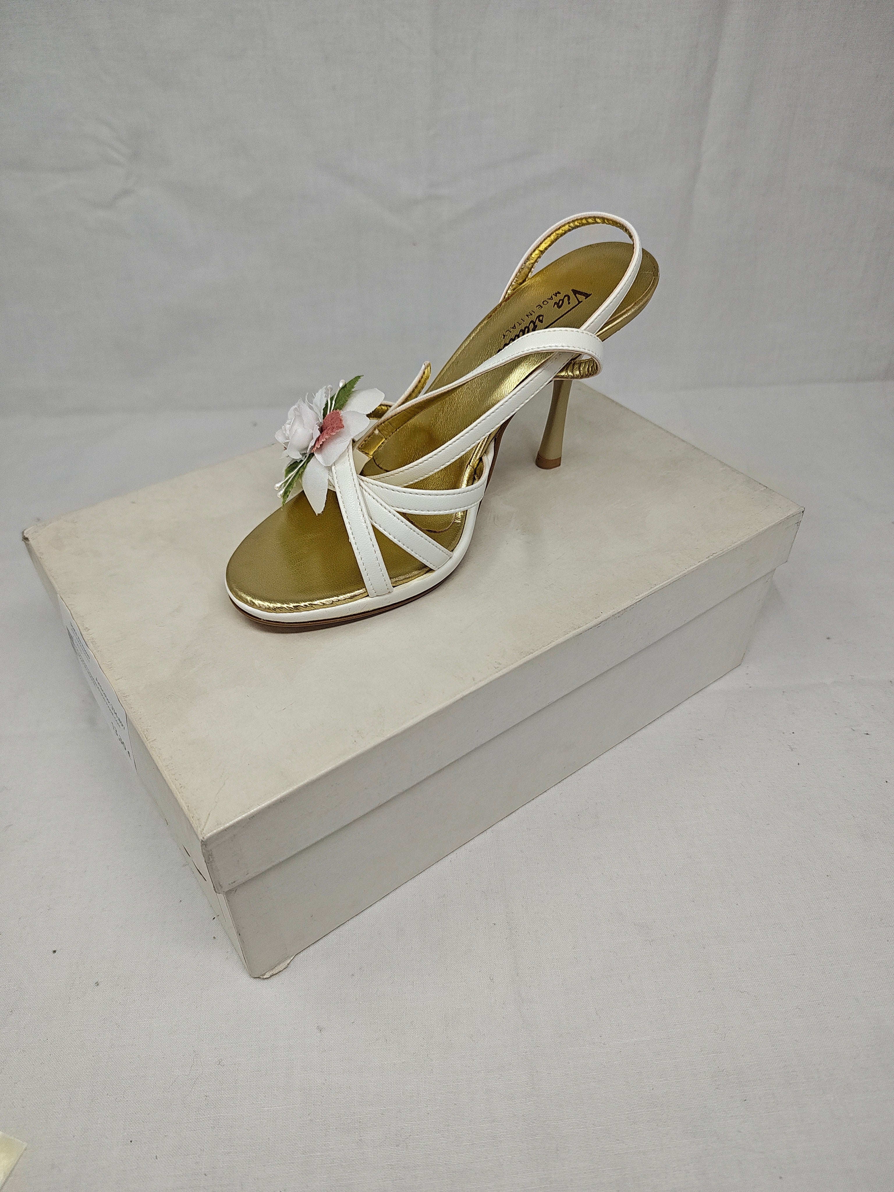 Via Studio Sandalo Bco Fiore Con Tacco 35 Nuova