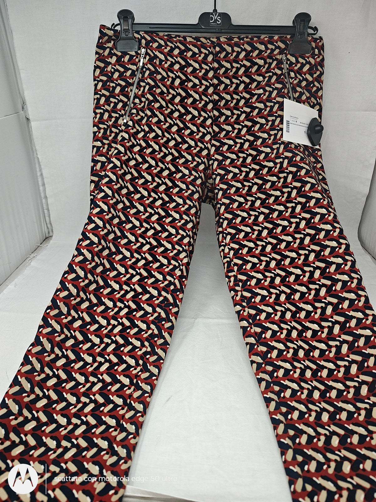 Zara Pantaloni Bordeaux Blu Beige M