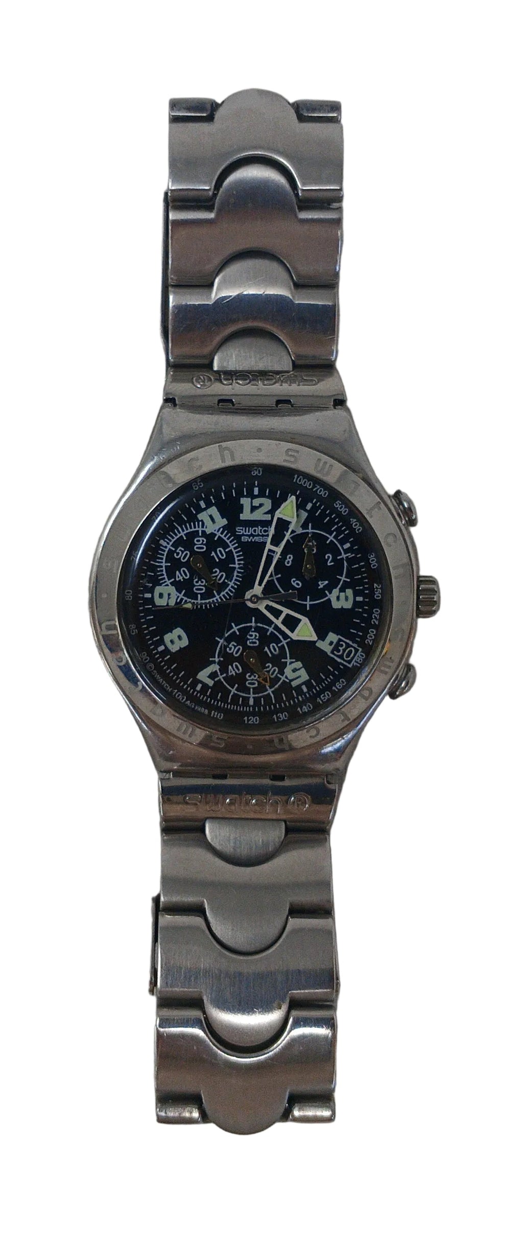Swatch Irony Cadmos Ycs409g Immacolato Perfetto, Batteria Nuova E Verificato Tenuta Della Guarnizione!!