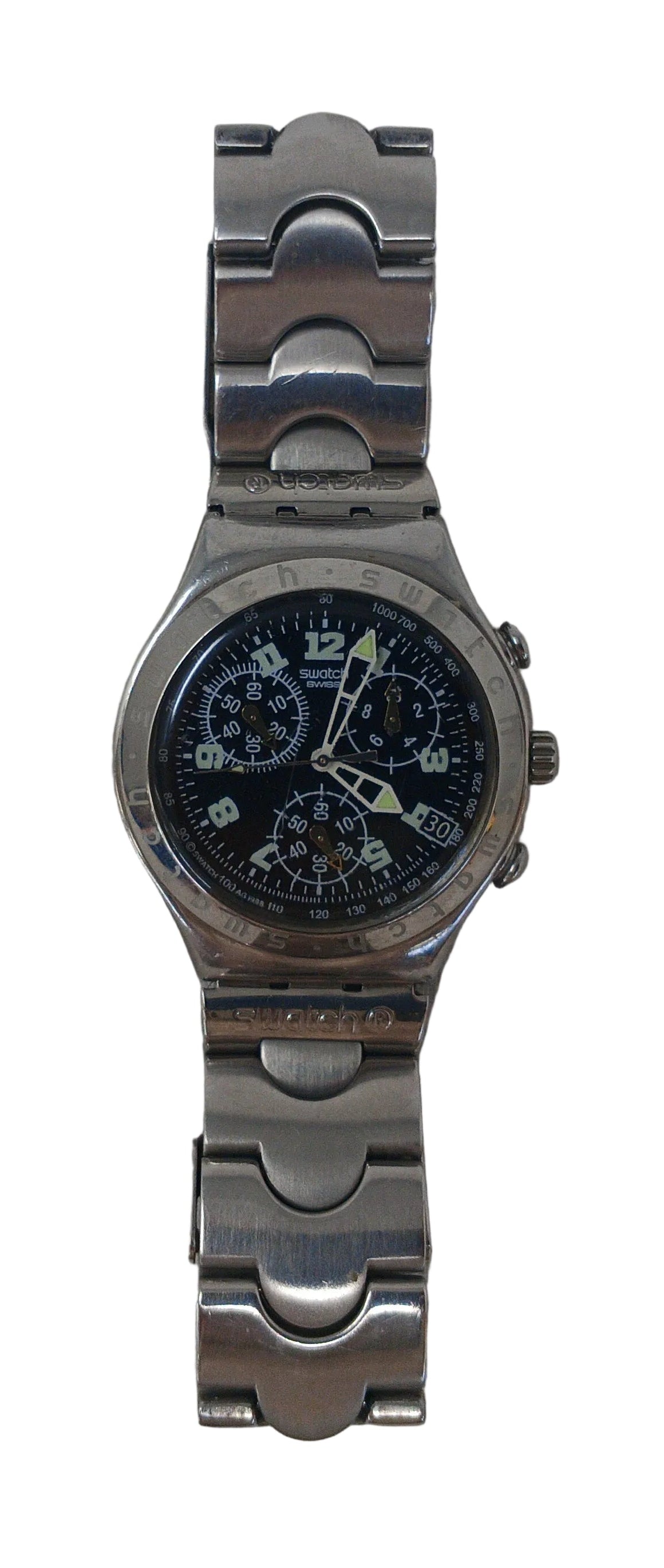 Swatch Irony Cadmos Ycs409g Immacolato Perfetto, Batteria Nuova E Verificato Tenuta Della Guarnizione!!