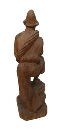 Scultura Legno Uomo Con Bastone H 34cm