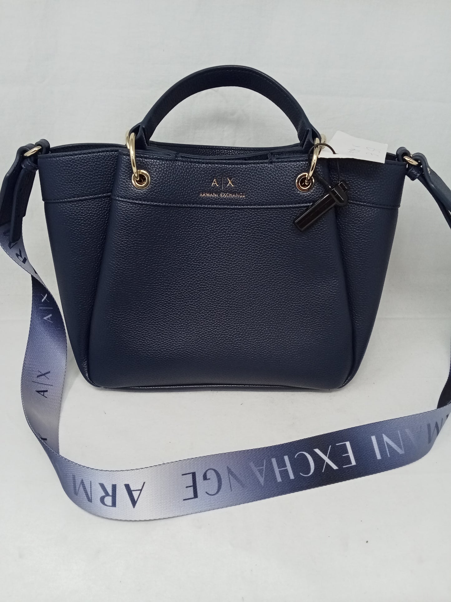 Armani Exchange Borsa A Tracolla In Pelle Di Vittello Blu Nuova