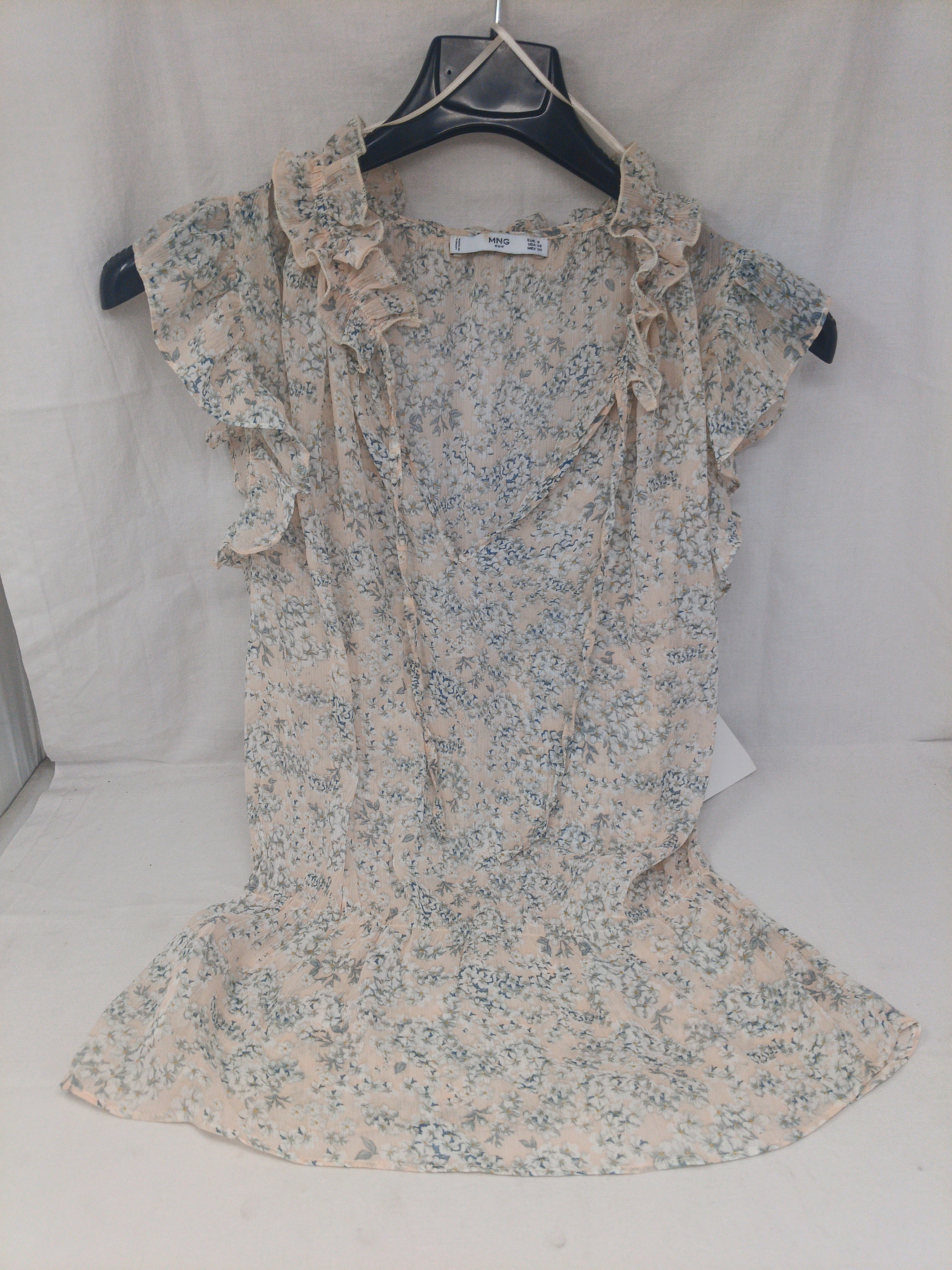 Mng Canotta Tulle Beige Fiorato S