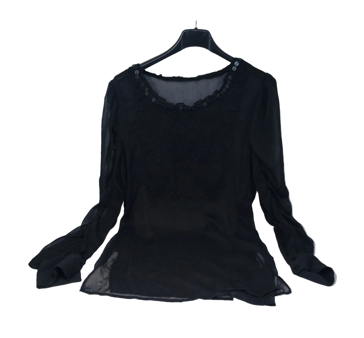 Camicia Tulle Nera Paiett M