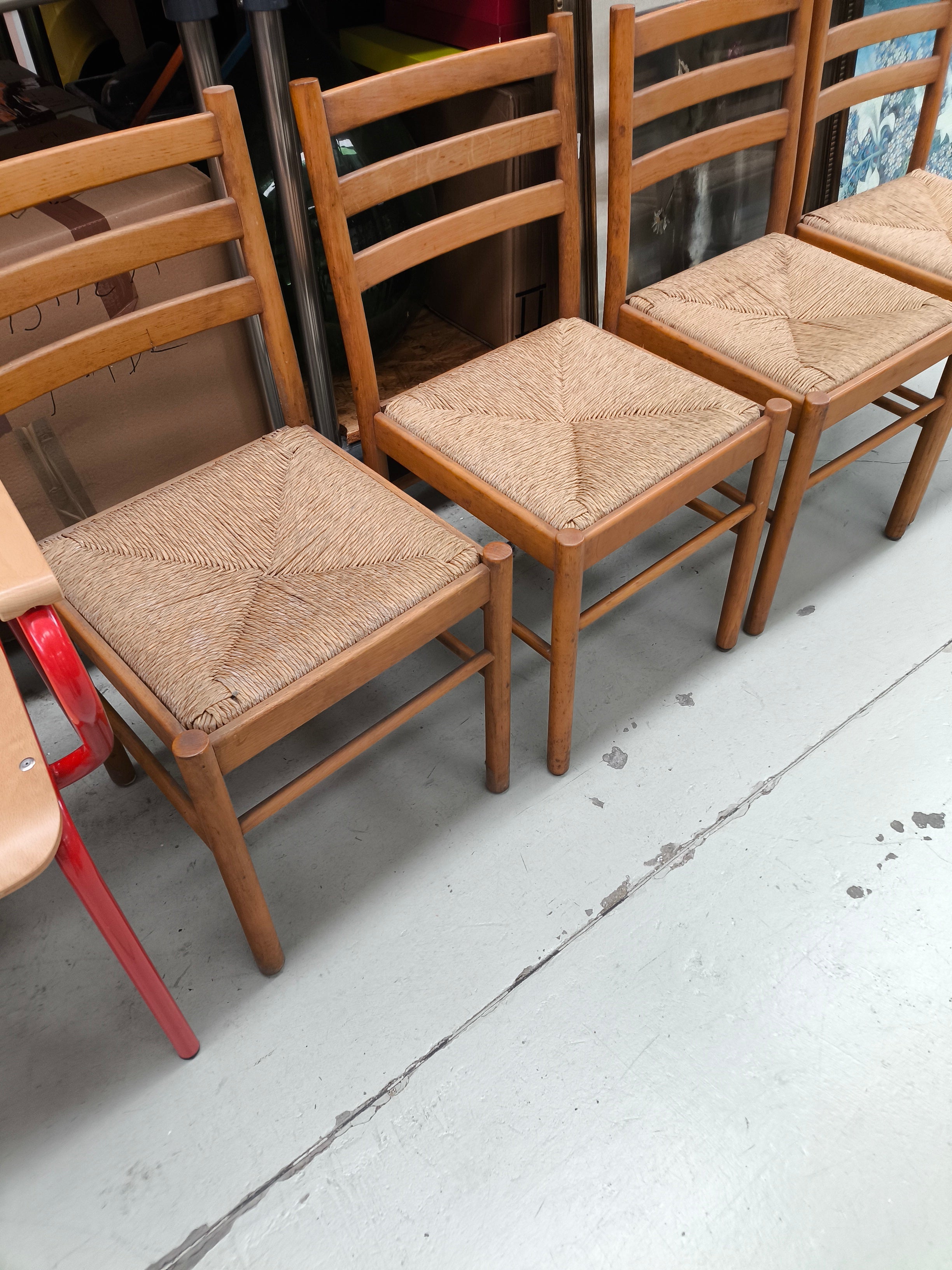 4 Sedie Legno Impagliate