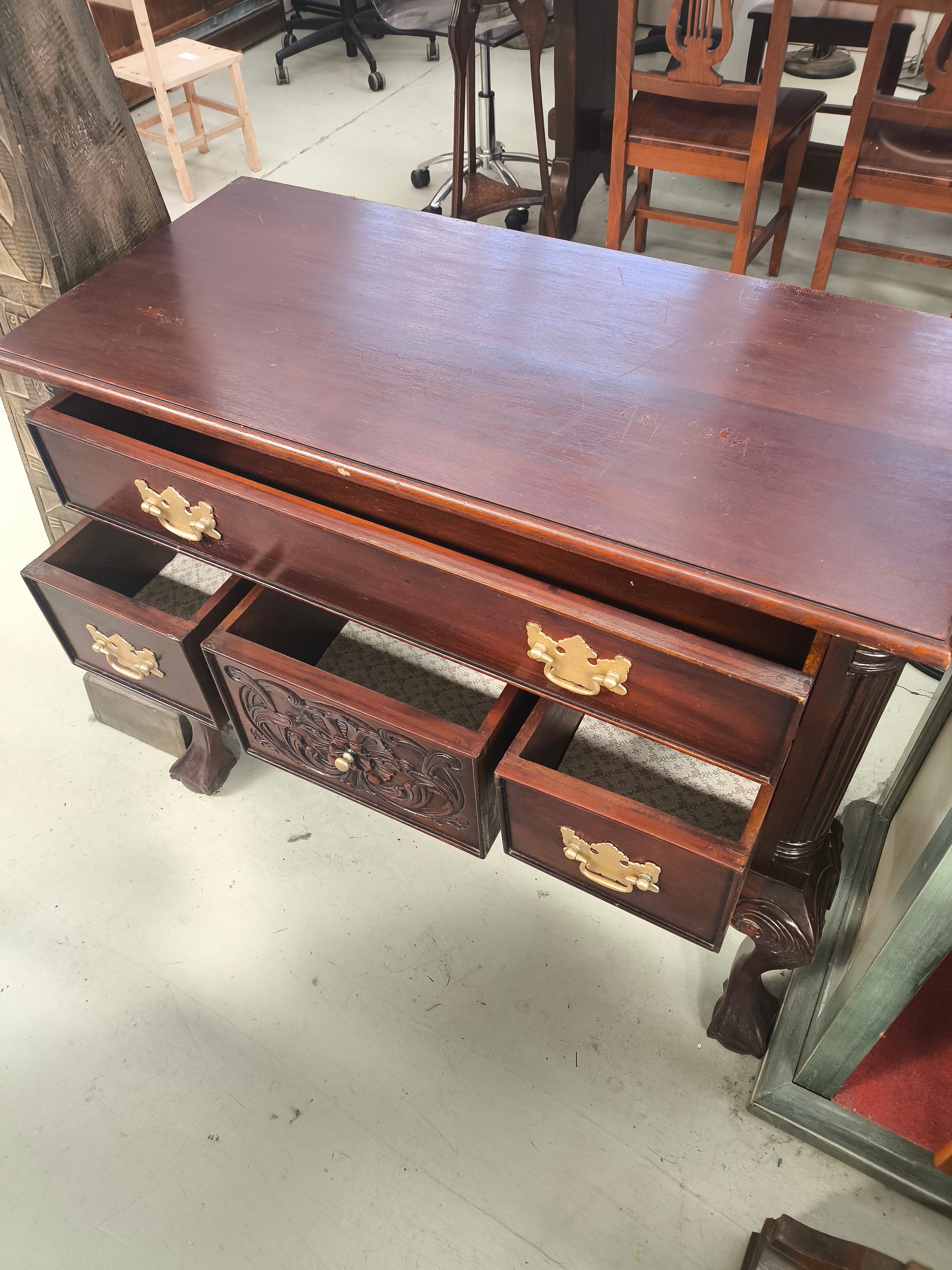 Mobile Console In Massello Scuro 4 Cassetti Lxpxh 95x44x82