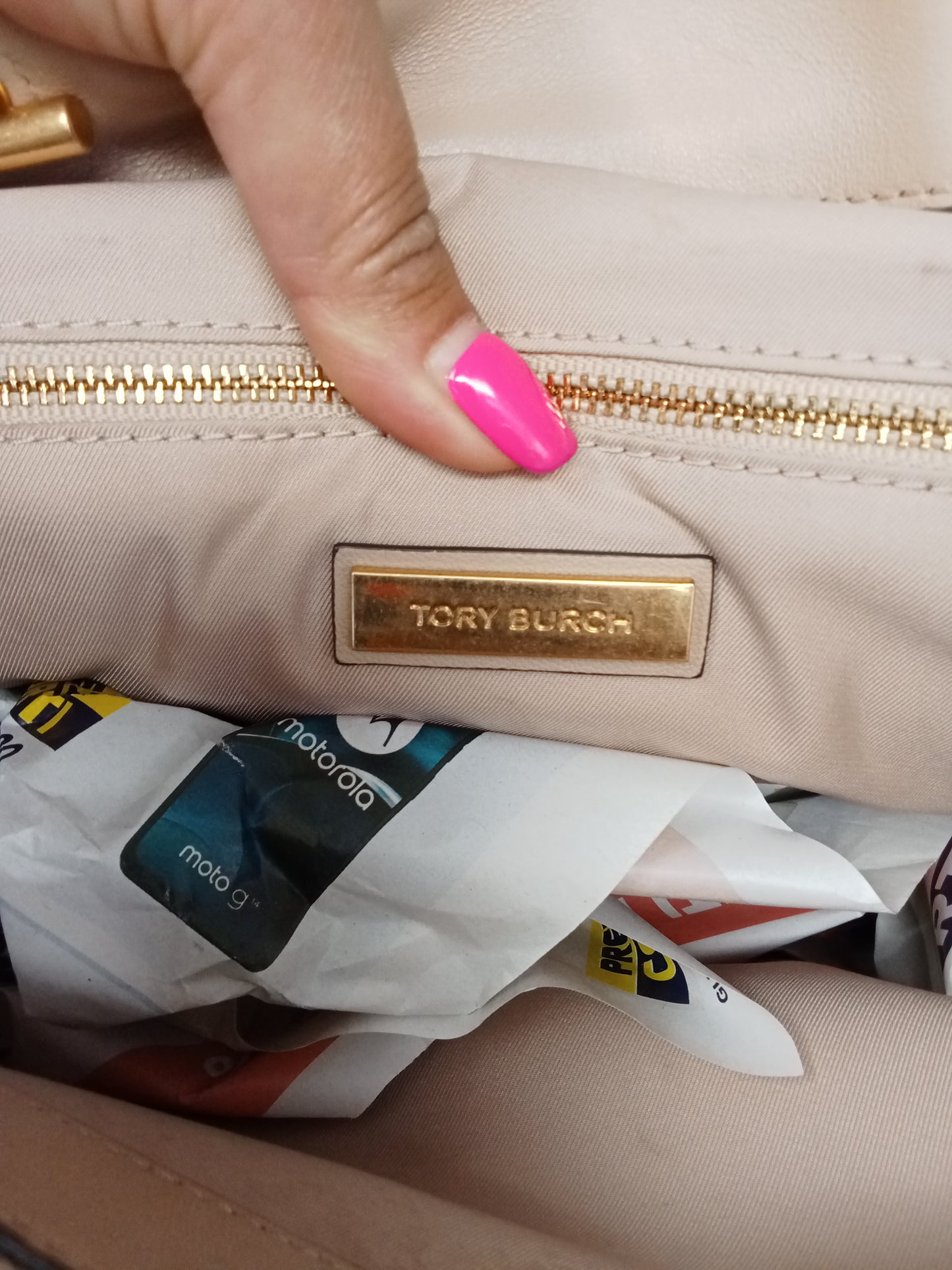 Tory Burch Borsa Shopper In Pelle Rosa Catene 37x27x14 Cm