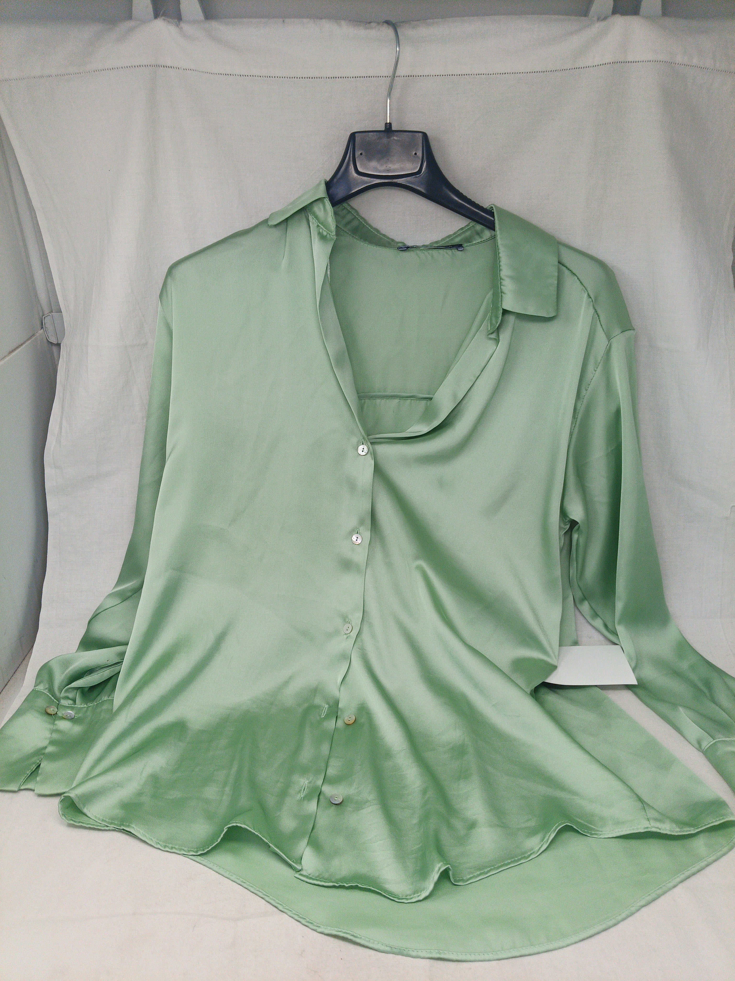 Zara Camicia Verde Raso Xs