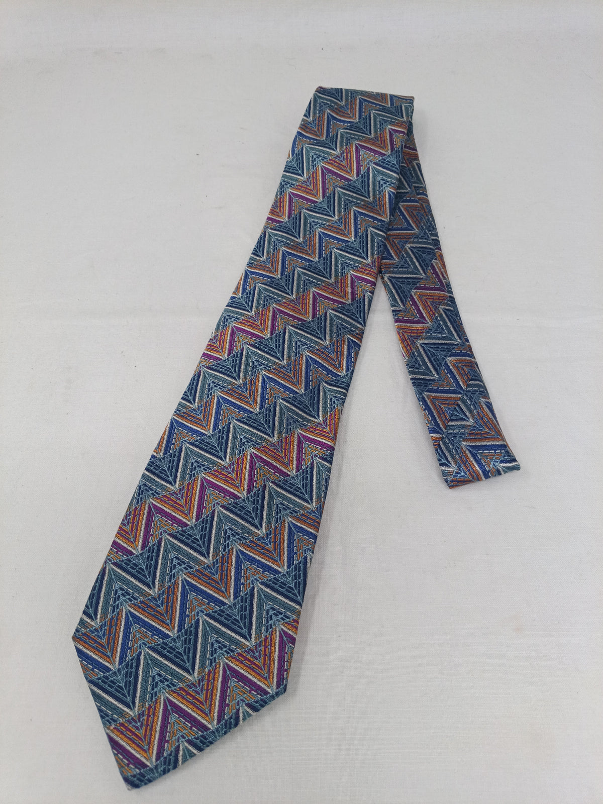 Cravatta Uomo Missoni Con Fantasia Colorato Grigia Viola Blu