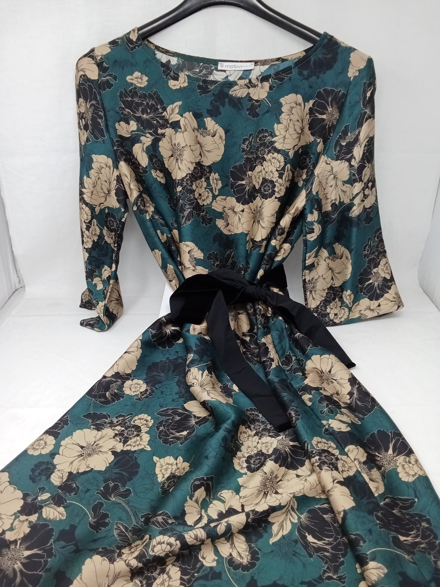 Motivi Abito Verde Nero Fiori 46