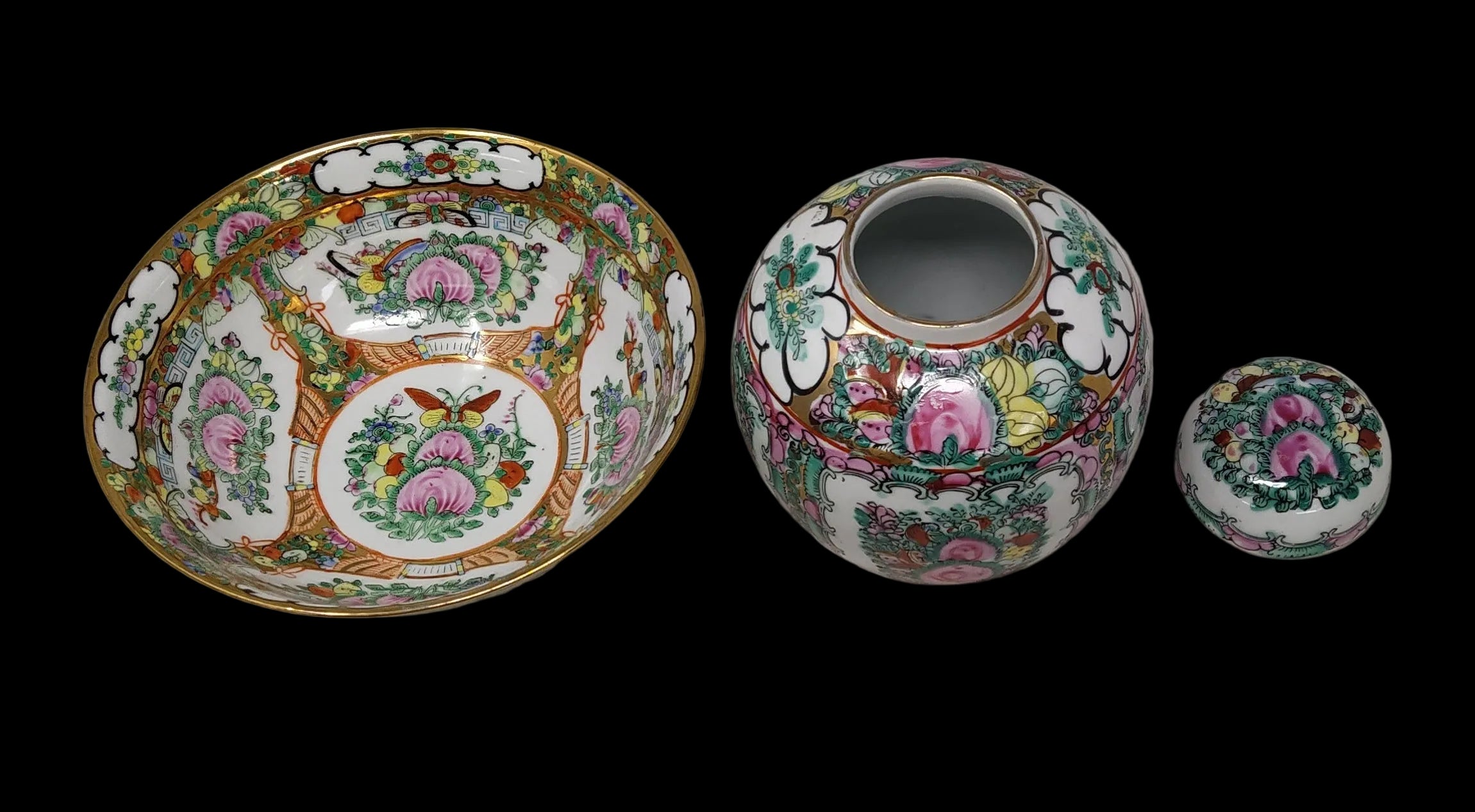 _potiche + Ciotola Ceramica Cinese Effige Fiori