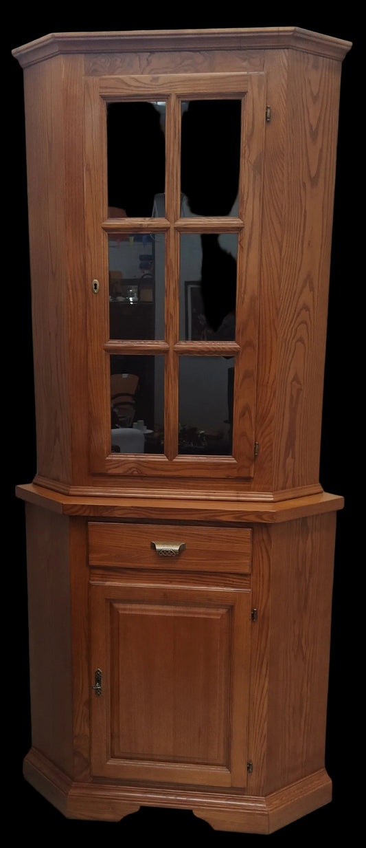 Mobile Angolare In Legno 1 Cassetto + 1 Antina + 1 Antina Vetro Lxpxh 70x70x220 (chiave Cella 85)