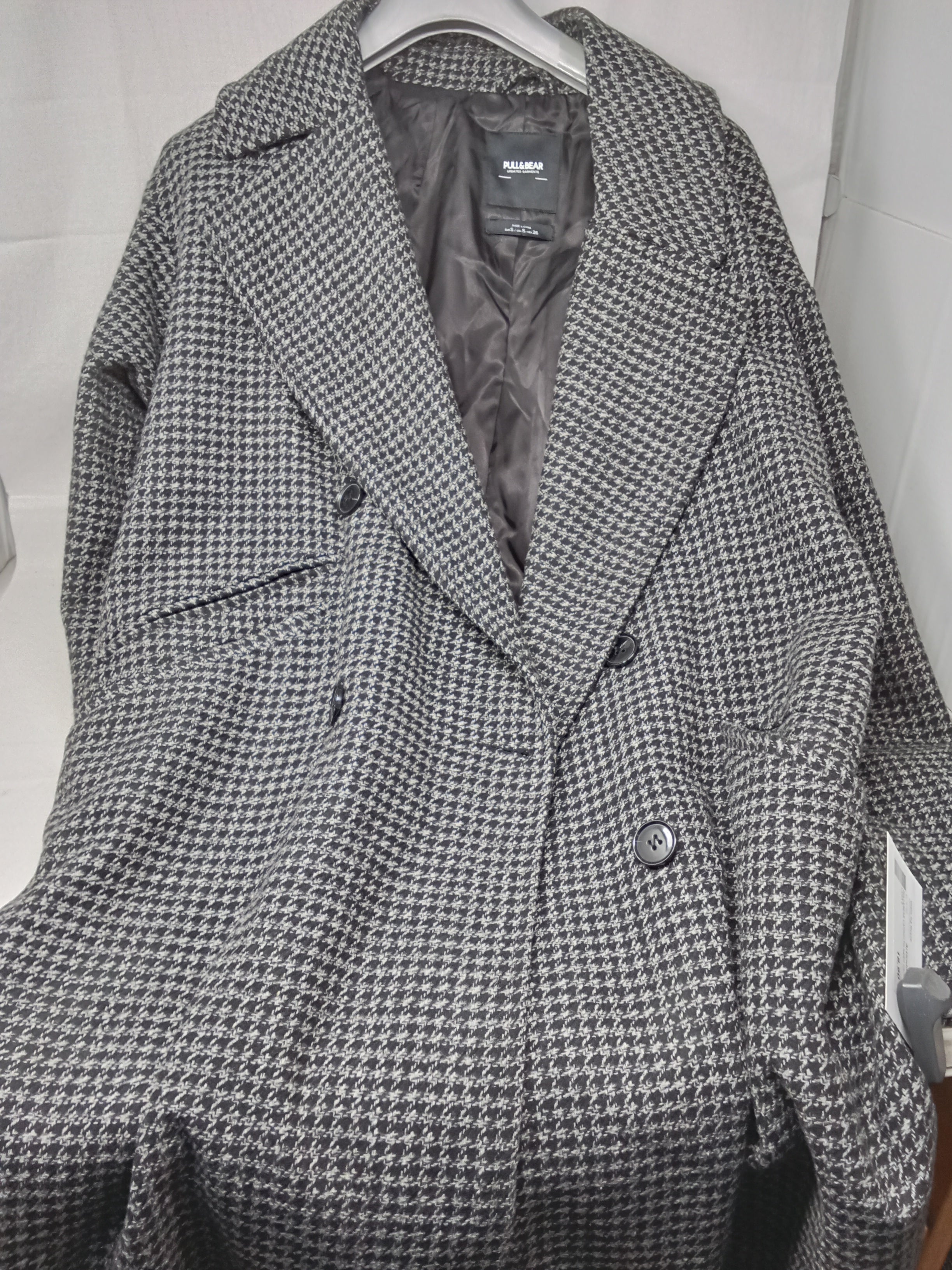 Pull&bear Cappotto Nero Grigio In Lana S