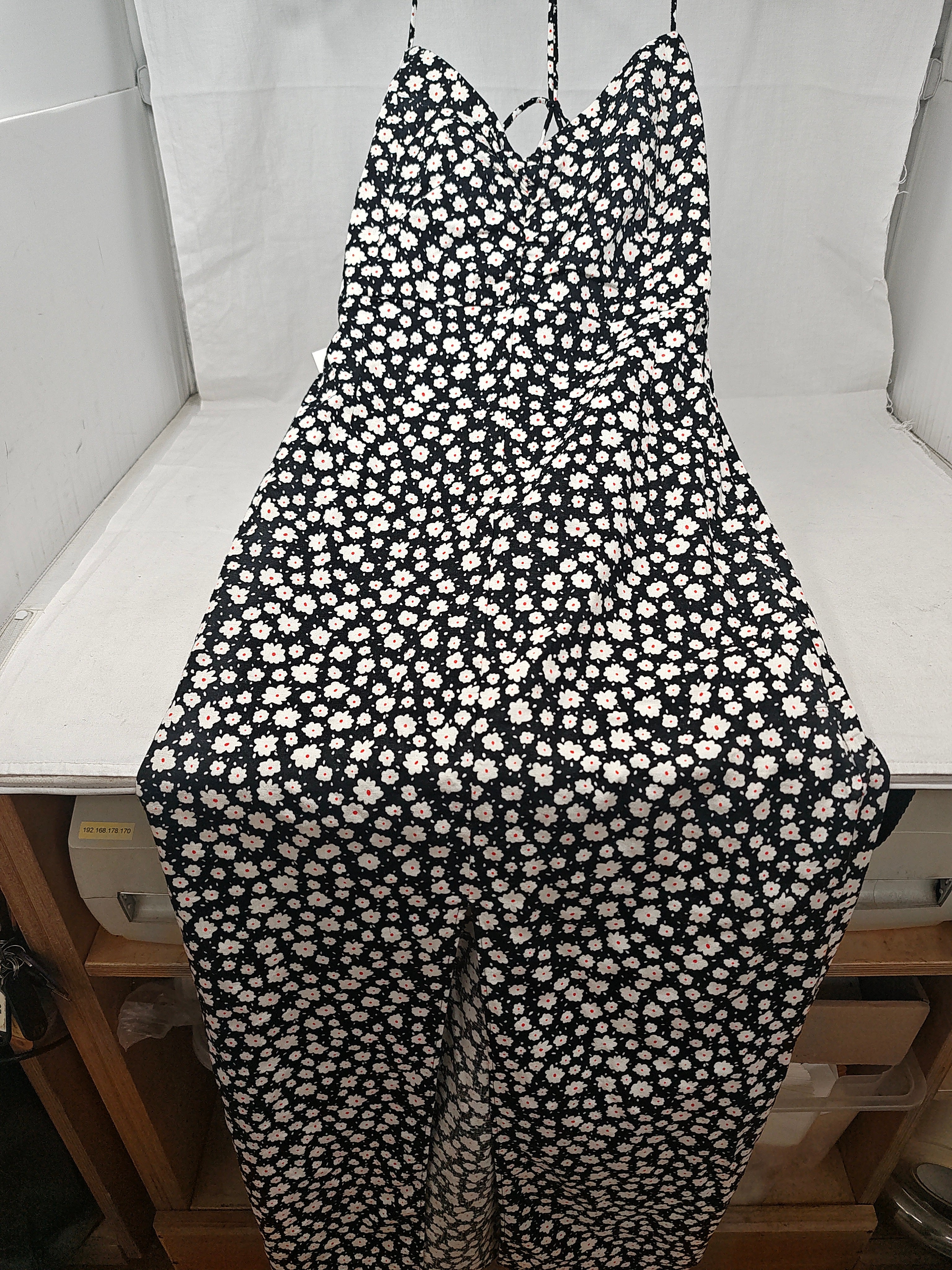 Zara Abito Lungo Nero Bco Fiorato S