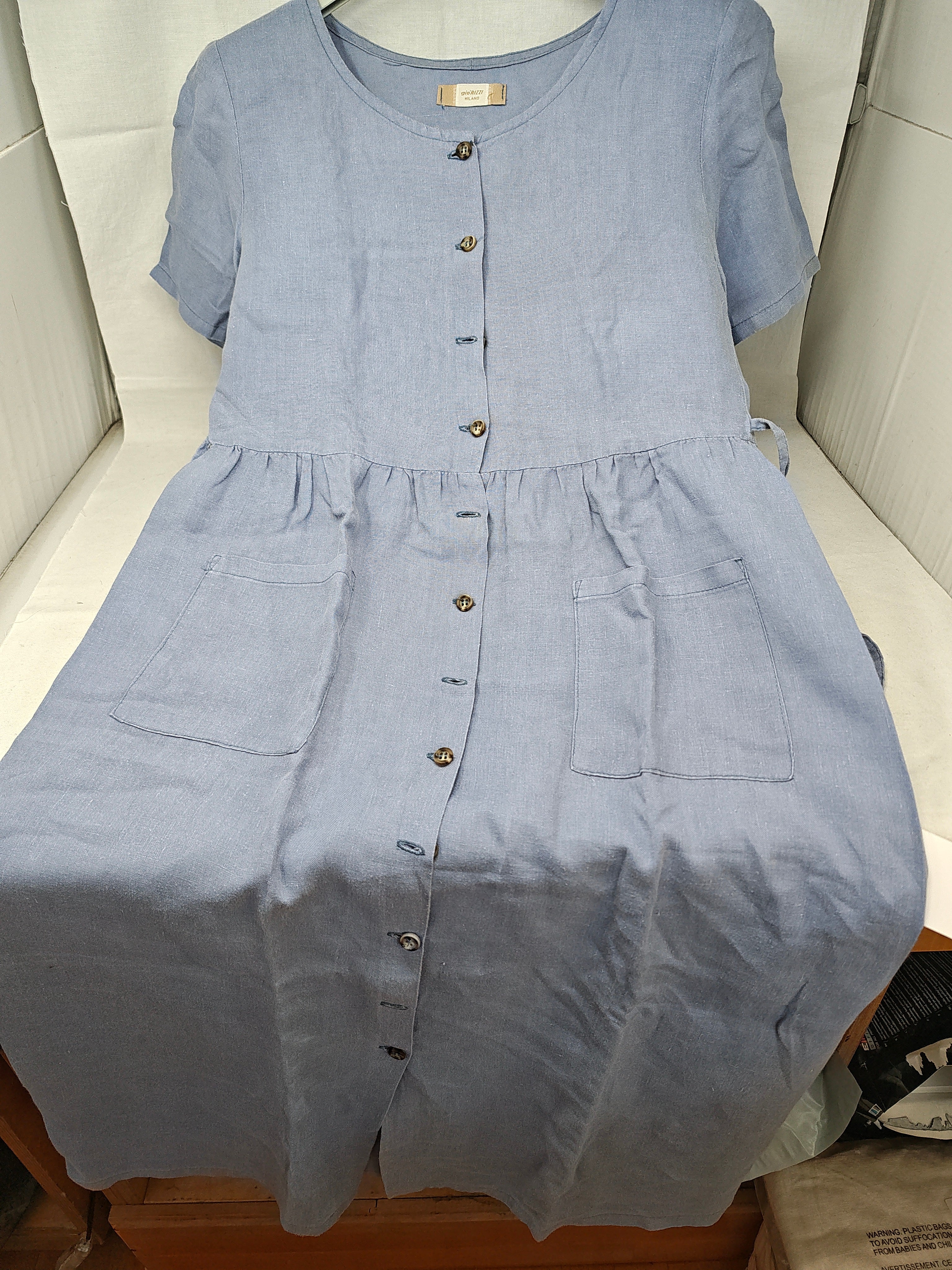 Giorizzi Abito In Lino Azzurro L
