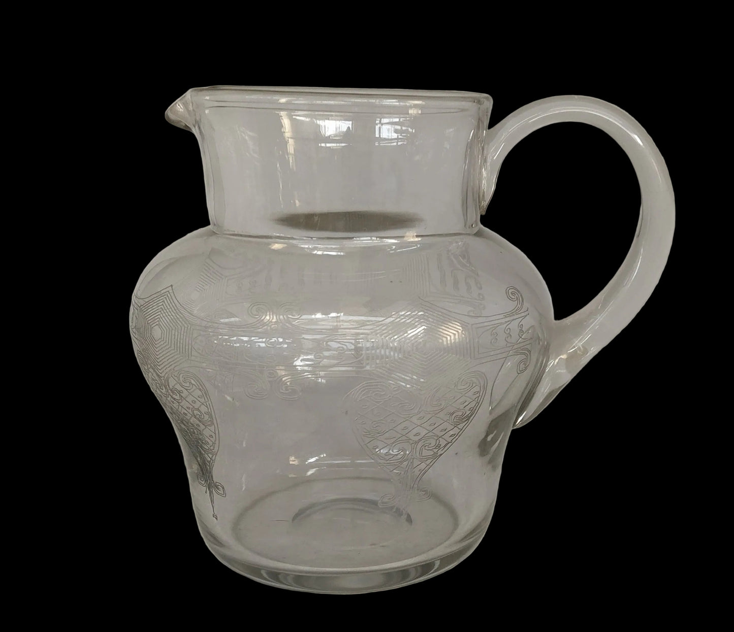 Brocca Porta Vino Con Decori Soffiata