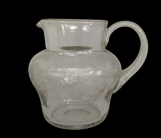 Brocca Porta Vino Con Decori Soffiata