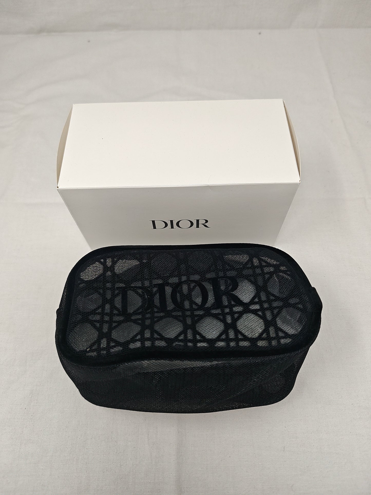 Dior Beauty Cd Logo Elegante Nero In Tulle  Pochette Cosmetica Borsa Trucco Nuova Con Scatola