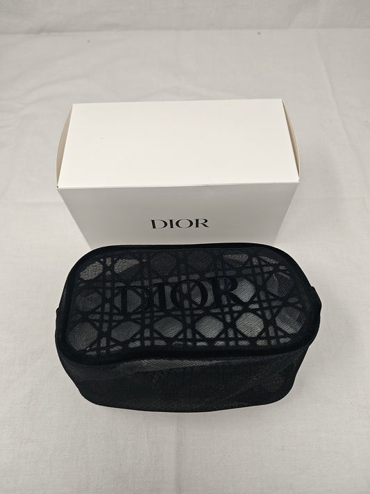 Dior Beauty Cd Logo Elegante Nero In Tulle  Pochette Cosmetica Borsa Trucco Nuova Con Scatola