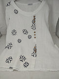 Made In Italy Camicia In Lino Bca Ricamo Fiori L