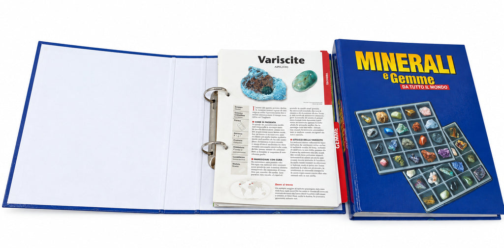 Rba Minerali E Gemme Da Tutto Il Mondo Collezione Completa 80 Minerali + Fascicoli + 2 Raccoglitori Con Schede + 4 Teche