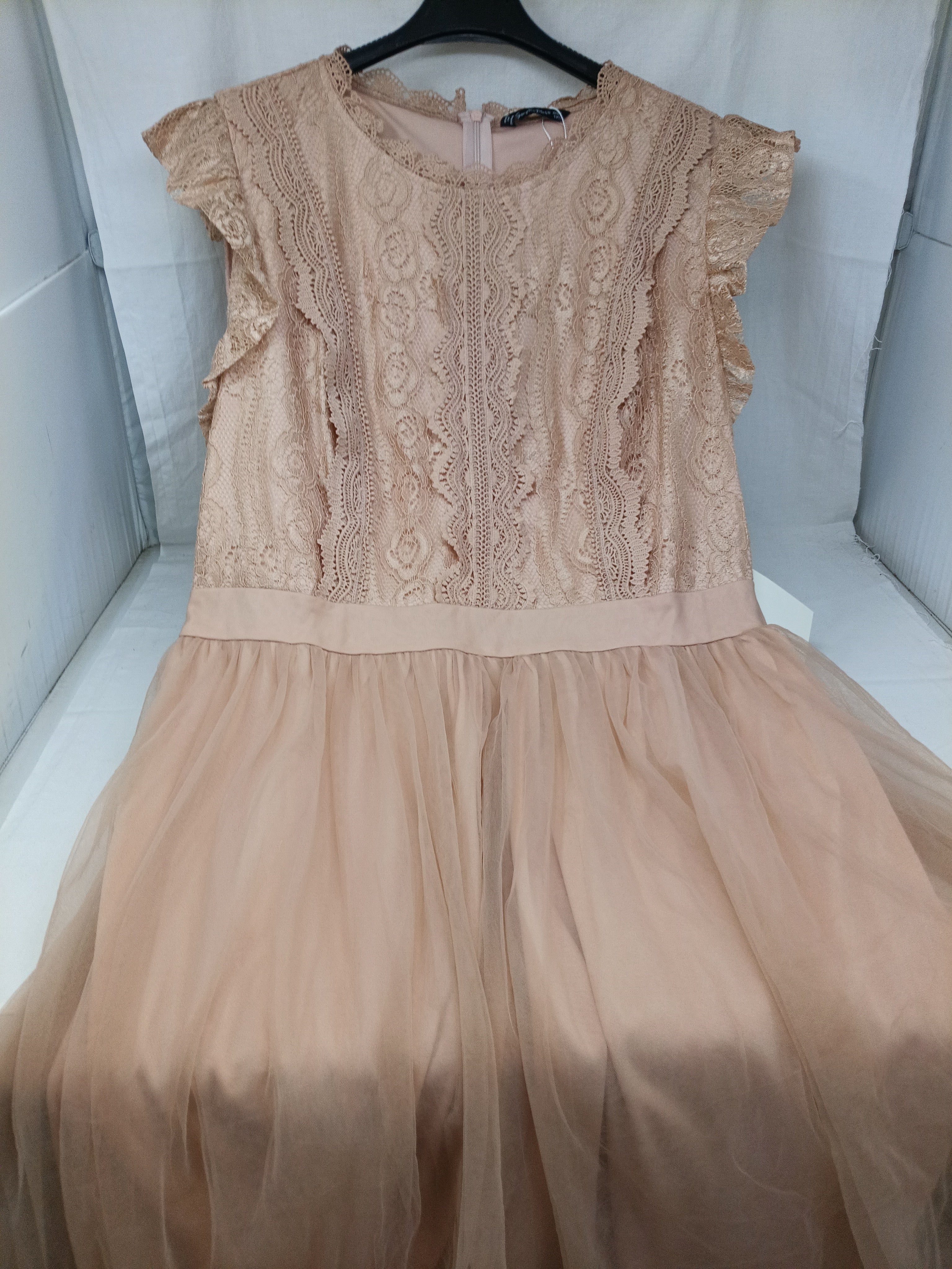 Simplee Pluas Abito Tulle Beige Xl Nuovo