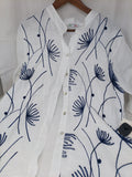 Made In Italy Camicia Bca Blu Ricamo In Lino L