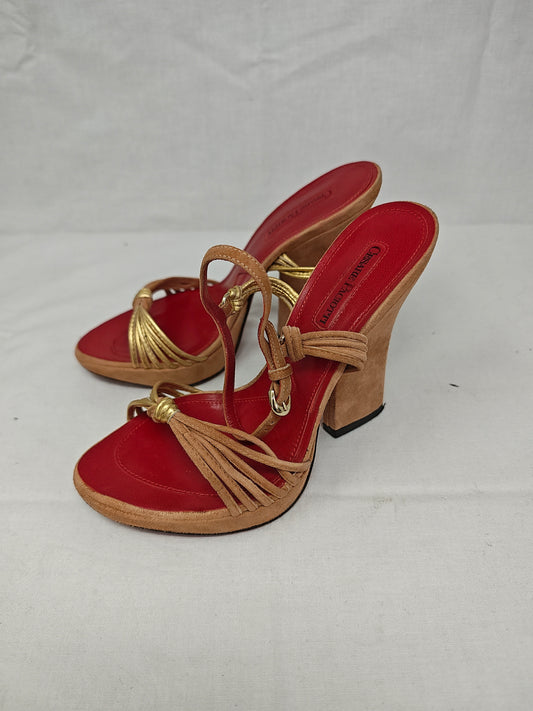 Cesare Paciotti Sandalo Con Tacco Camoscio Rosa  36