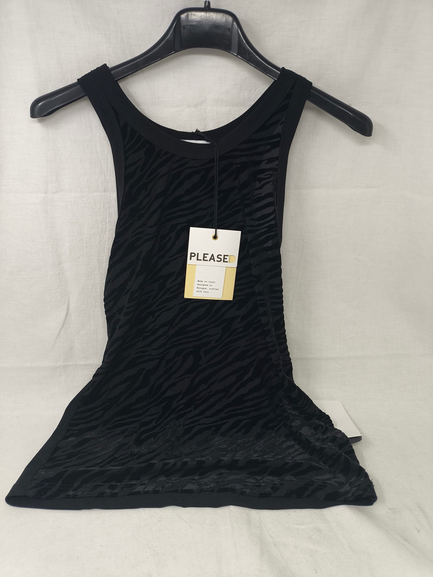 Please Canotta Nera Tulle Maculato S Nuovo