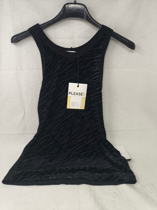 Please Canotta Nera Tulle Maculato S Nuovo