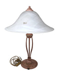 Lampada Da Tavolo Struttura Ferro Cappello Vetro 3 Luci