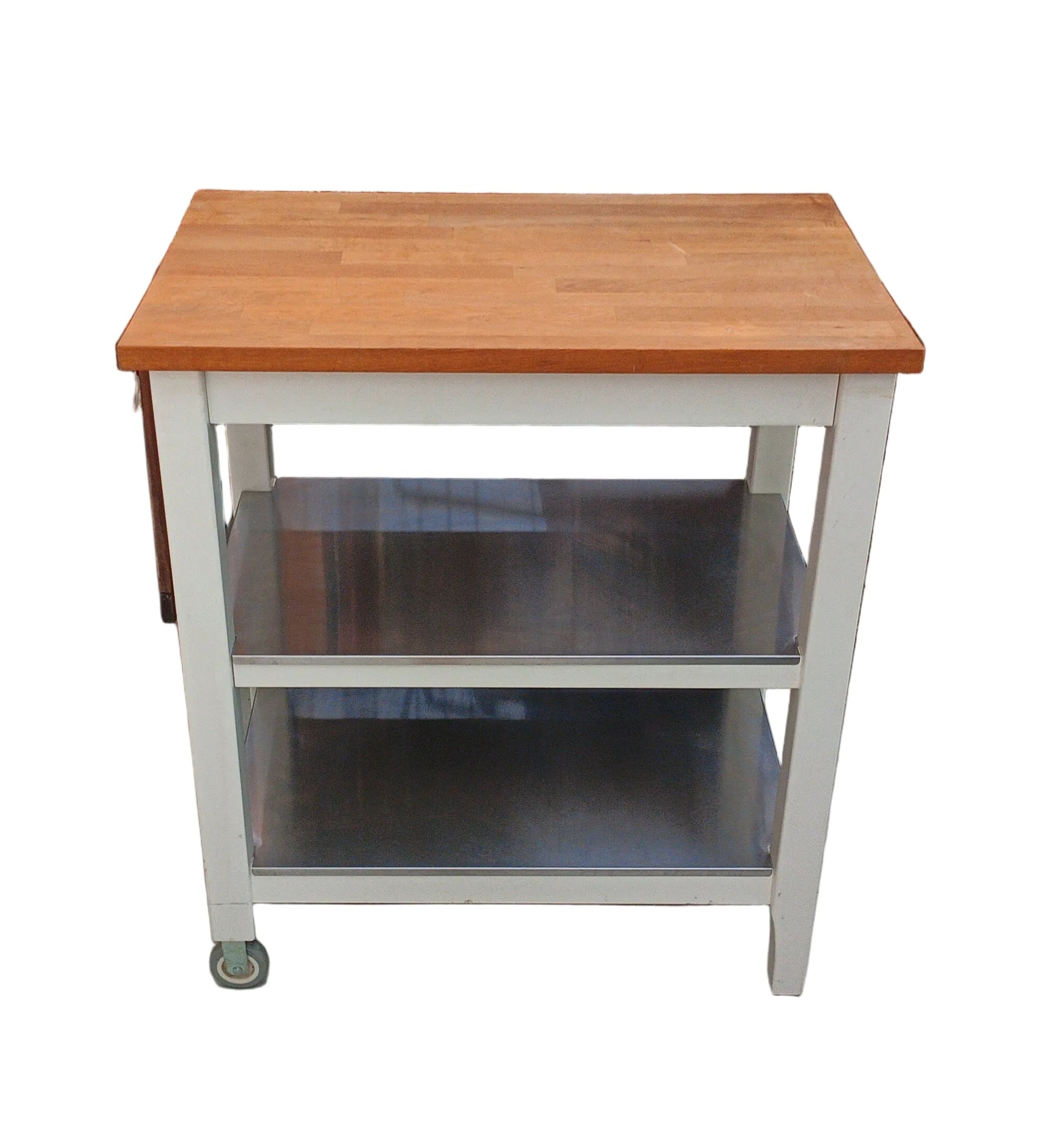 Mobile Legno 2 Ripiani Ferro Lxpxh 51x79x90 Con 2 Ruote