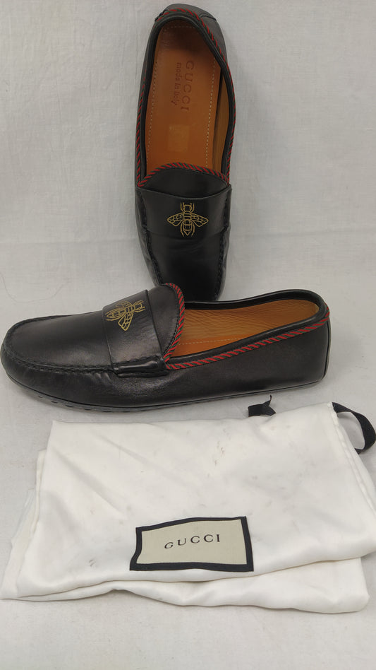 Gucci Mocassino Con Ape In Pelle Neri 42 Con Sacchietti Originali