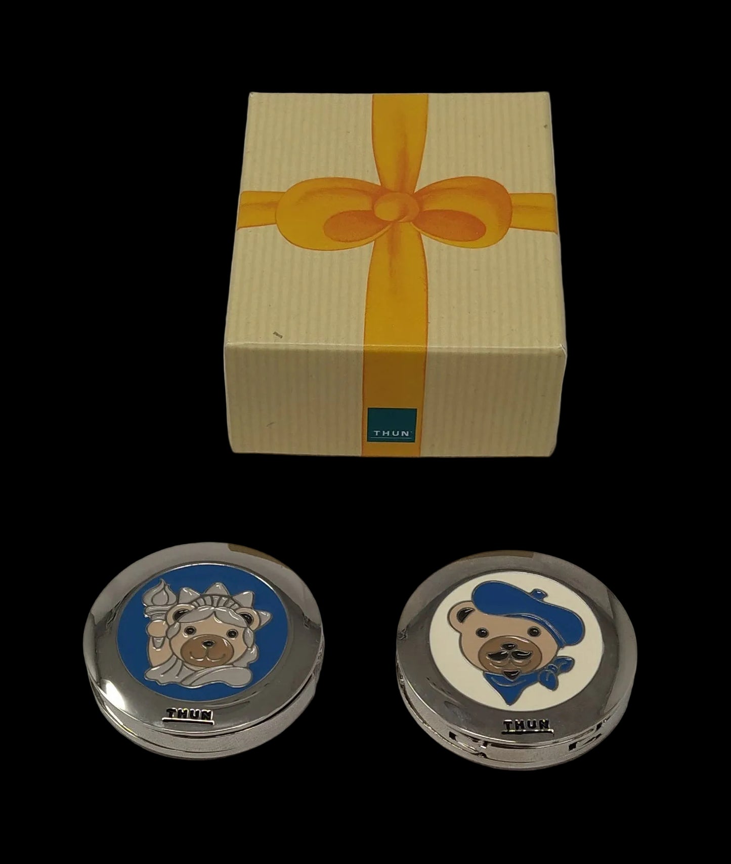 Thun Coppia Ganci Porta Borsa In Metallo Con Scatola Effigi Orsi