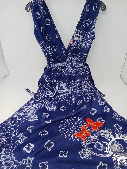 Desigual Abito Blu Con Fantasia Fiori Xs