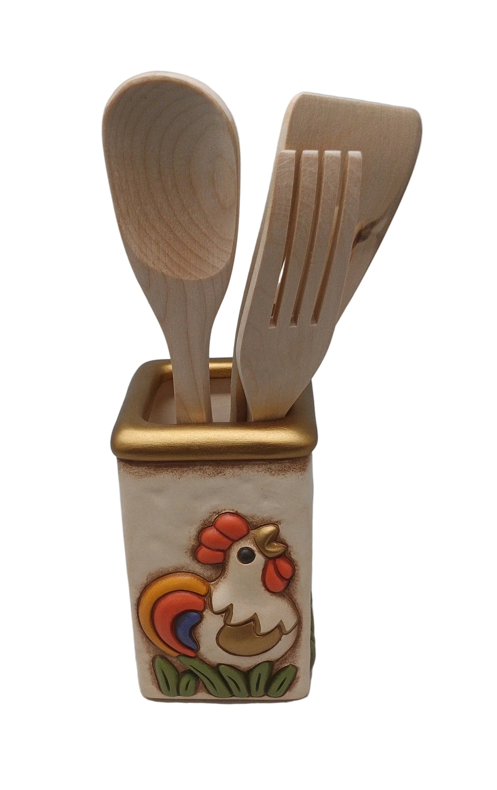 Thun Casa Collection Porta Posate Ceramice Con 3 Utensili Legno Con Scatola