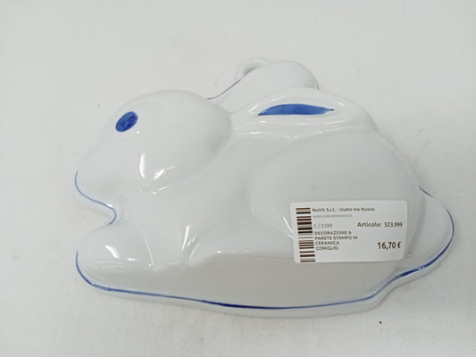 Decorazione A Parete Stampo In Ceramica Coniglio Bco Blu
