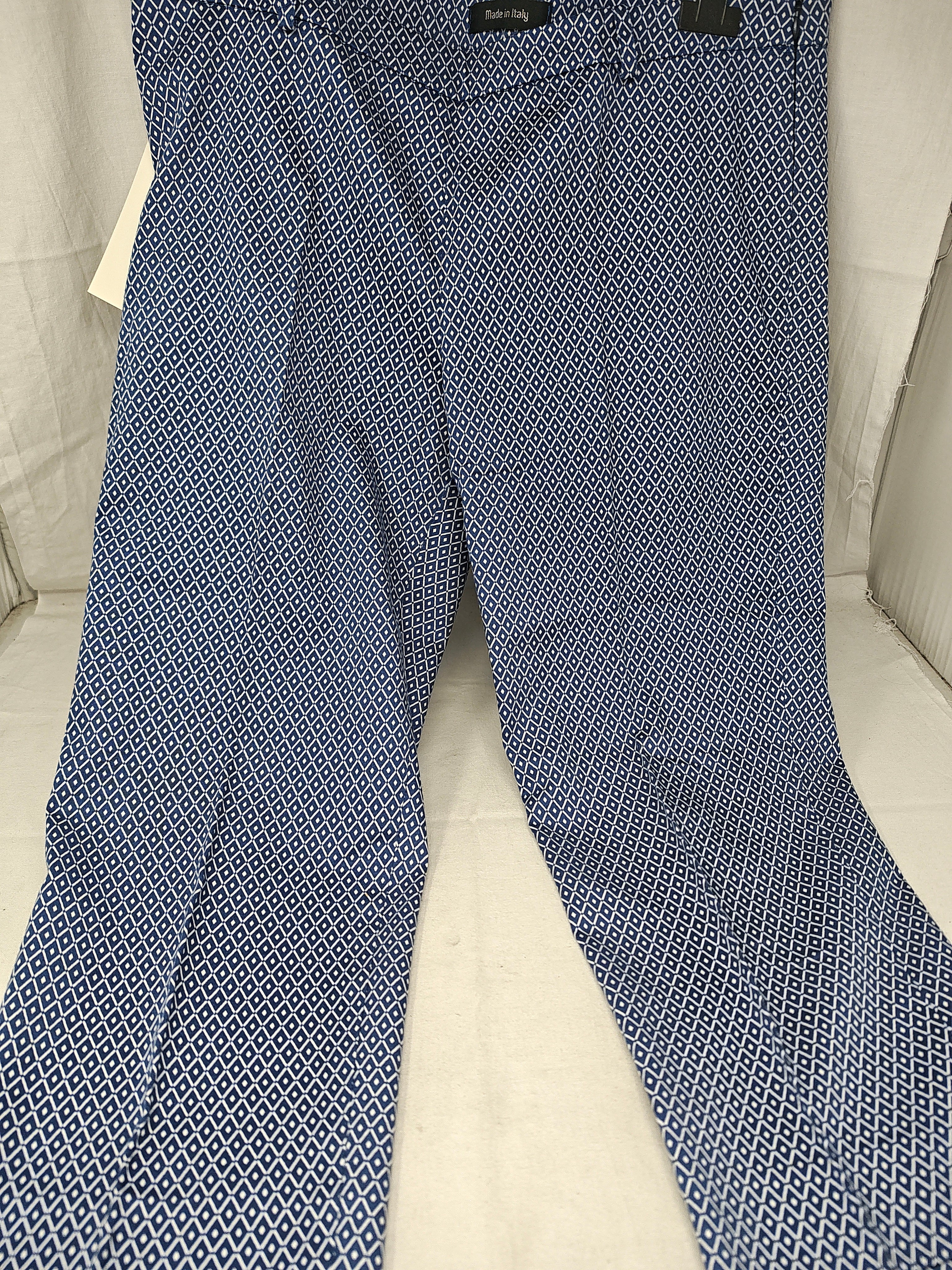 Made In Iataly Pantaloni Blu Bco Rombi 48