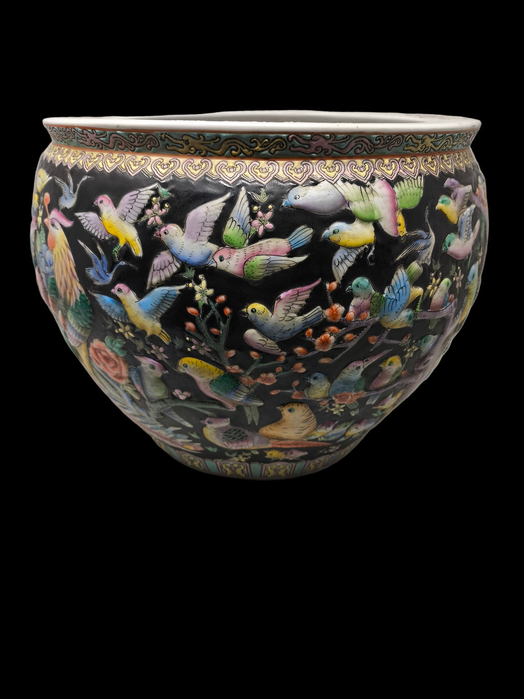 _vaso Cinese Porta Fiori E/o Aquario Datazione Metà Del 1900 Stato Perfetto ø 30cm H. 26cm