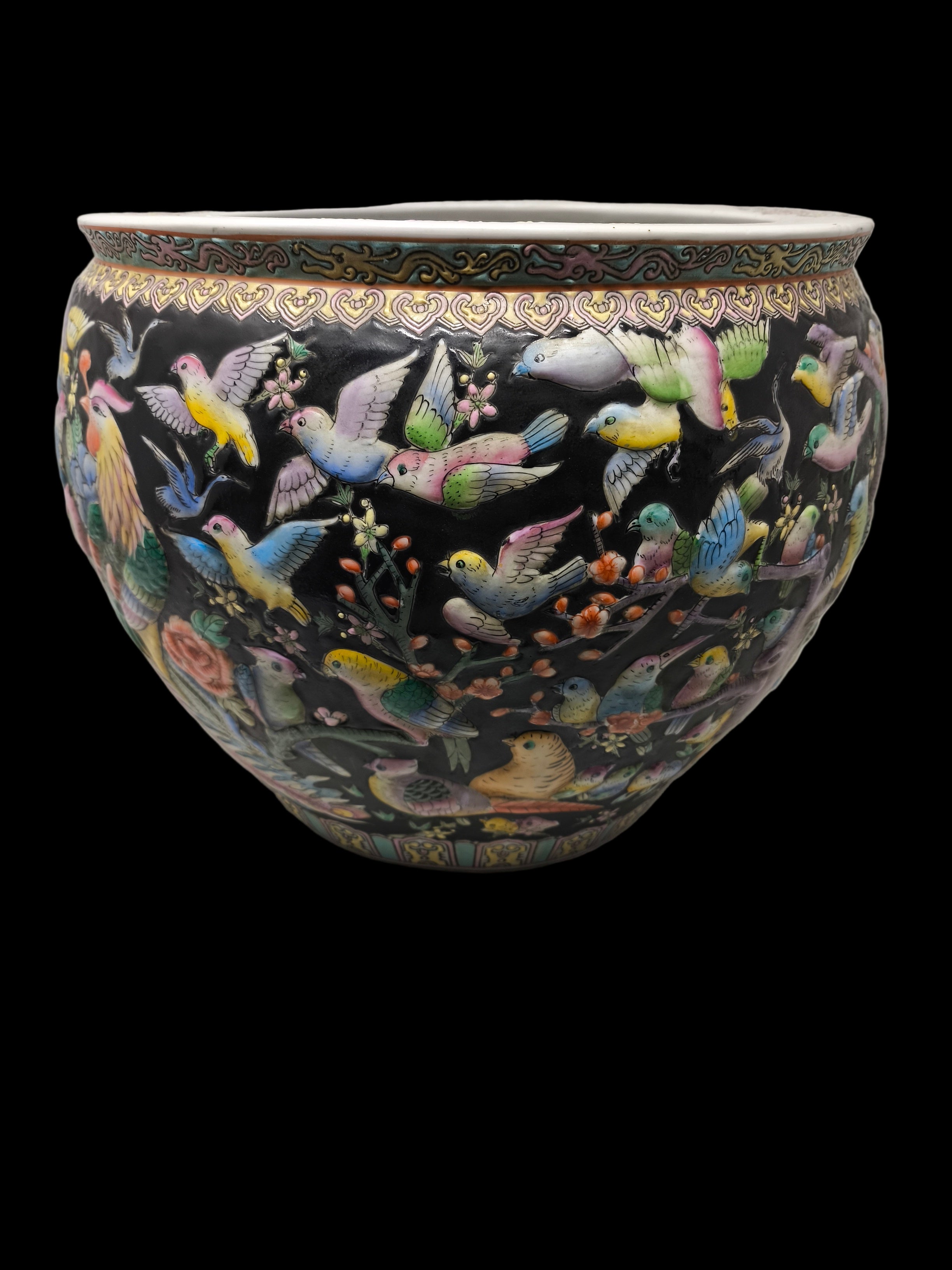 _vaso Cinese Porta Fiori E/o Aquario Datazione Metà Del 1900 Stato Perfetto ø 30cm H. 26cm