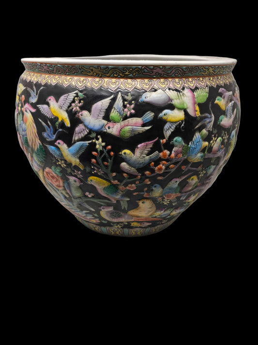 Vaso Cinese Porta Fiori E/o Aquario Datazione Metà Del 1900 Stato Perfetto ø 30cm H. 26cm