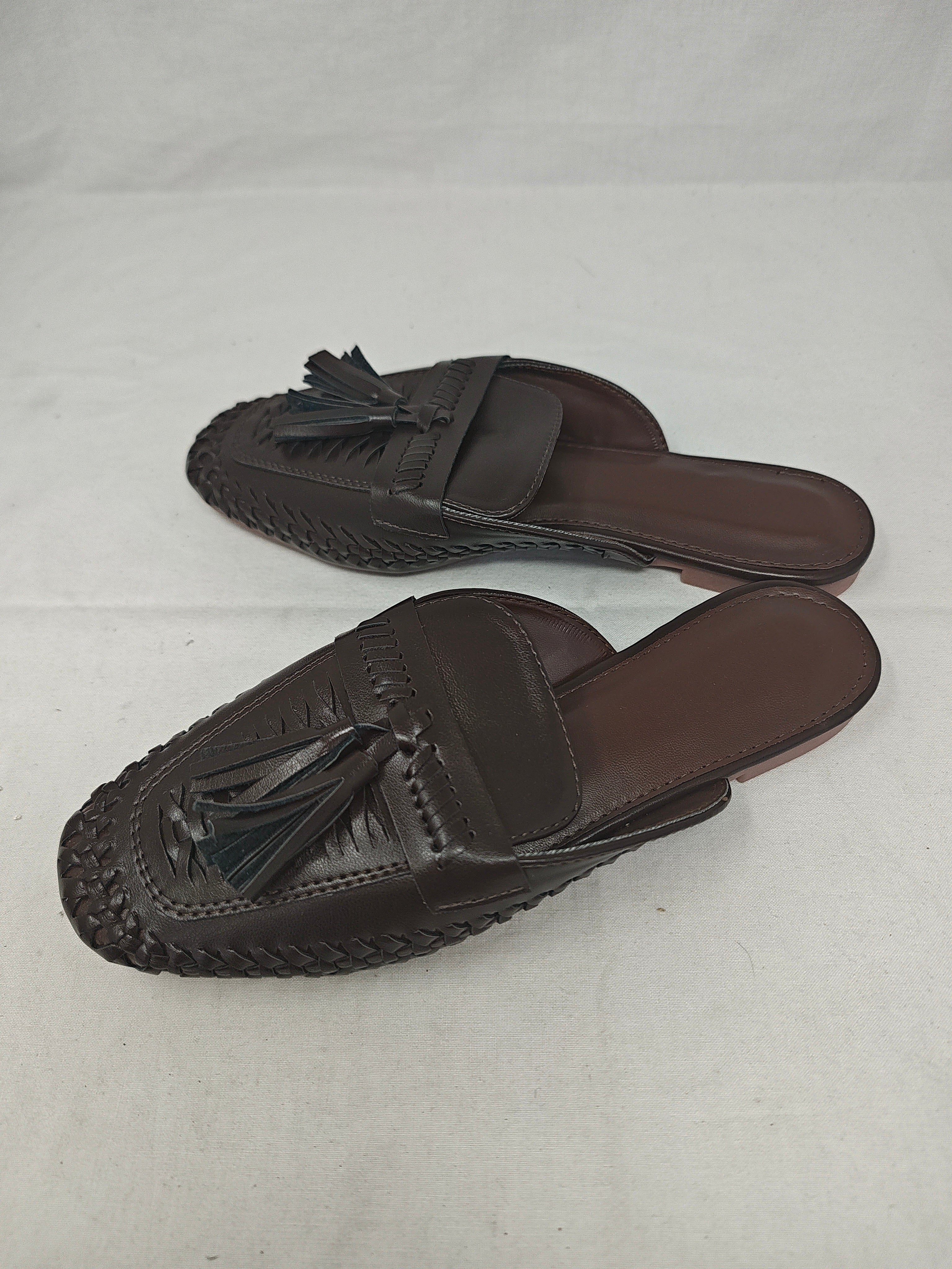 Sabot Marrone Frange 38 Nuovo