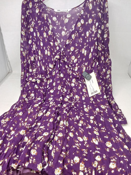 Zara Abito Viola Fiorato 44