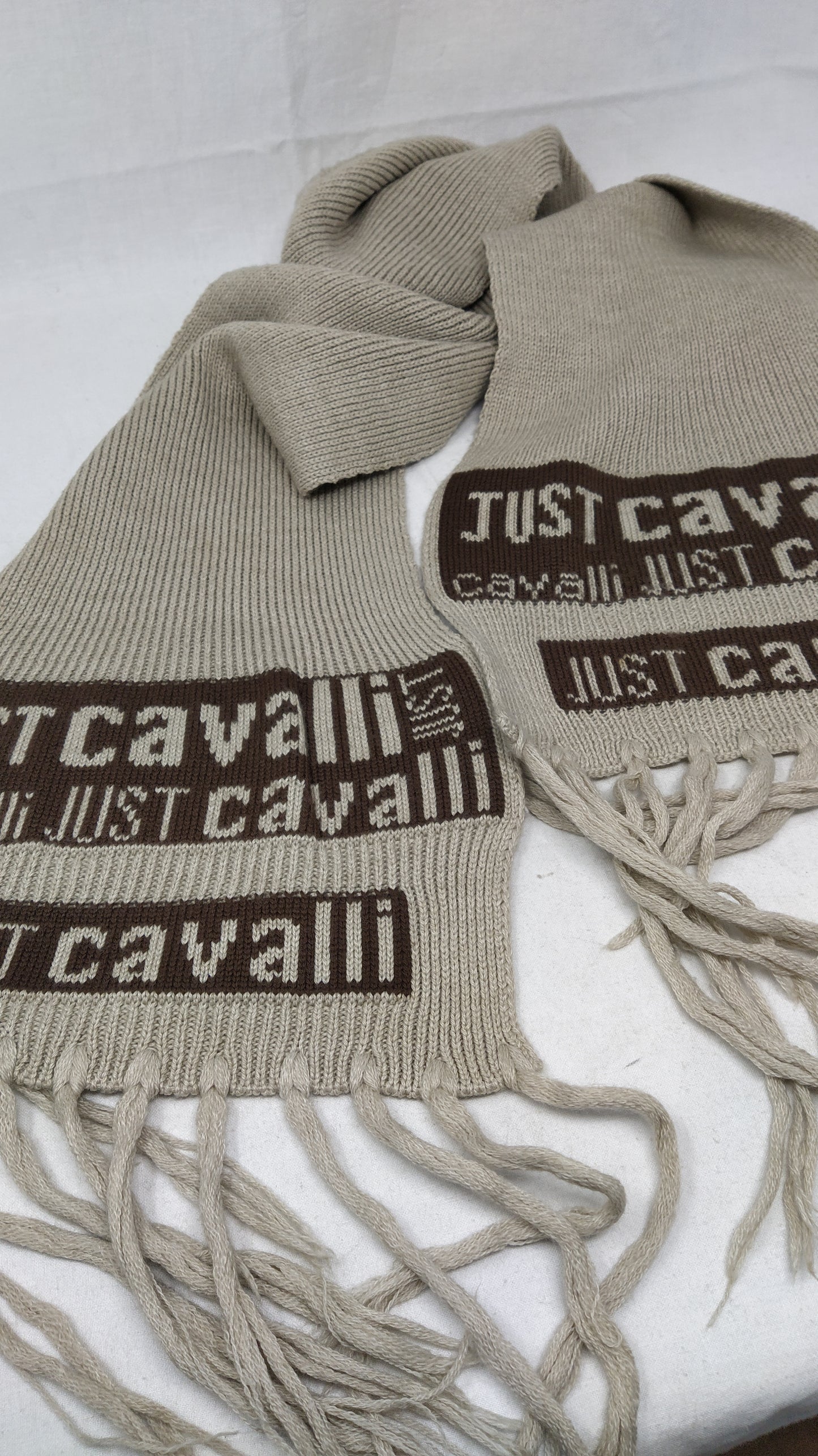 Just Cavalli Sciarpa In Maglia Beige Frange Unisex